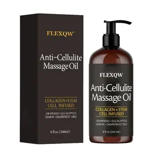 Flexqw Skin Tightening Massage Oil 8oz/5.07oz, Smooth Cellulite Appearance, Body Care & Skin Care, Collagen & Plant Stem Cells