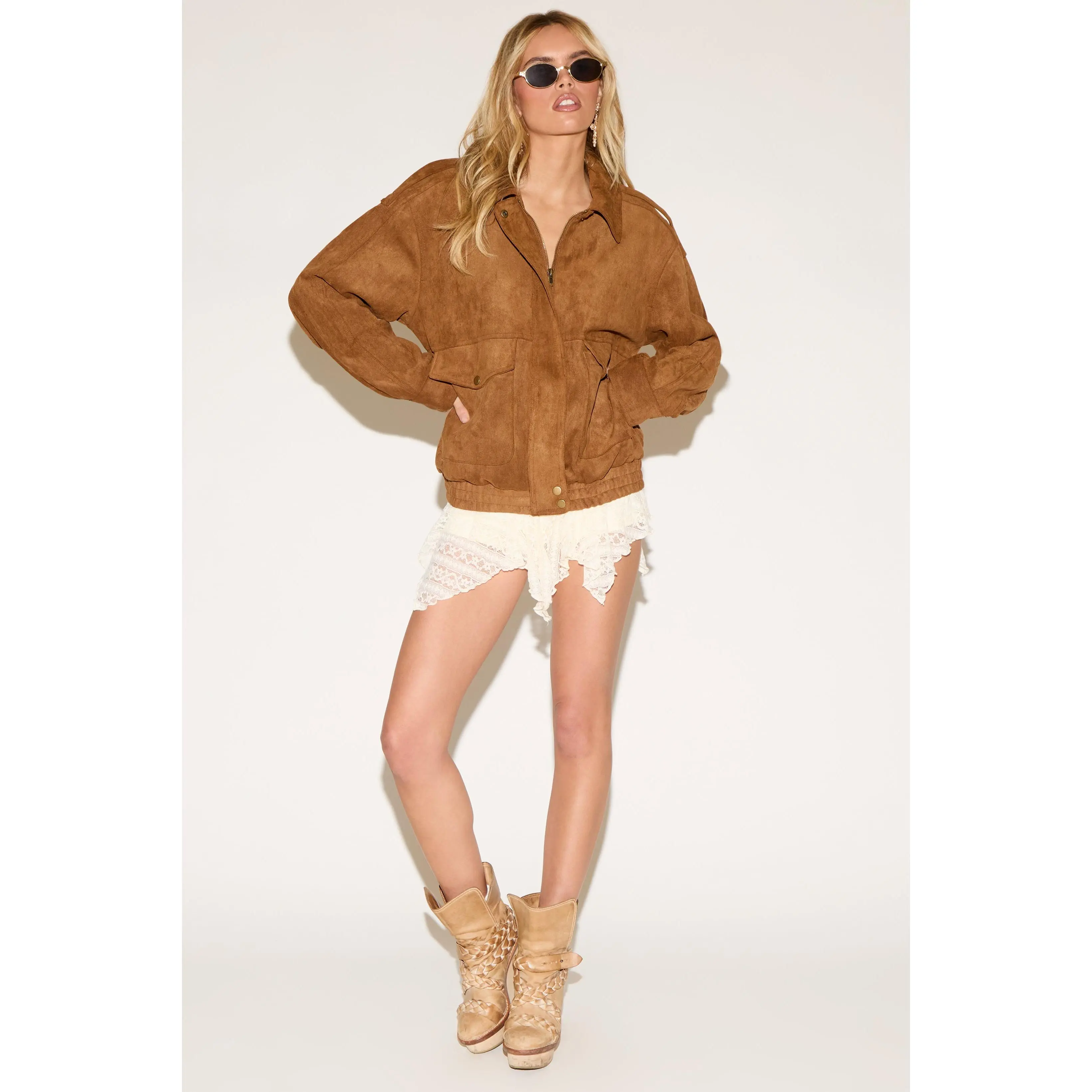 OVERSIZED VEGAN SUEDE UTILITY JACKET
