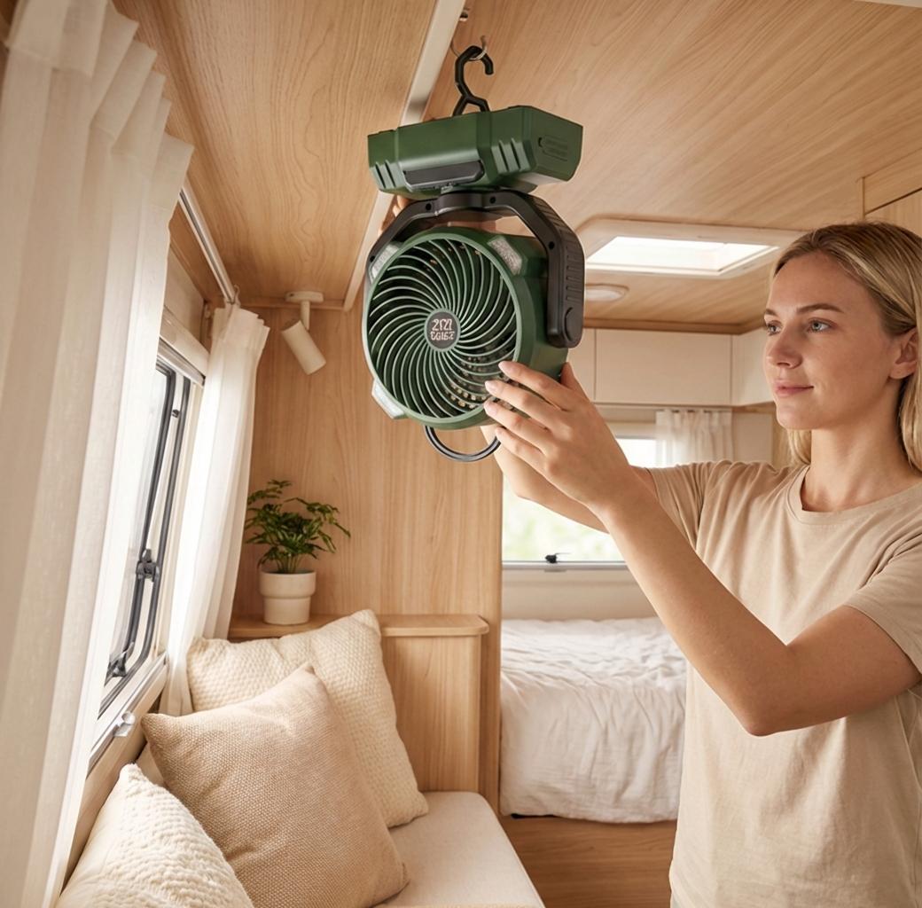 led camping fan Rechargeable Camping LED Work Light  battery powered fan battery fan 8.7-Inch Camping Fan for Outdoort, 10000mAh(58Hrs) Battery Operated Fan for Camping, Auto Oscillation Timing Fans with Remote/Light ,Outdoor Rechargeable Fan with Hook