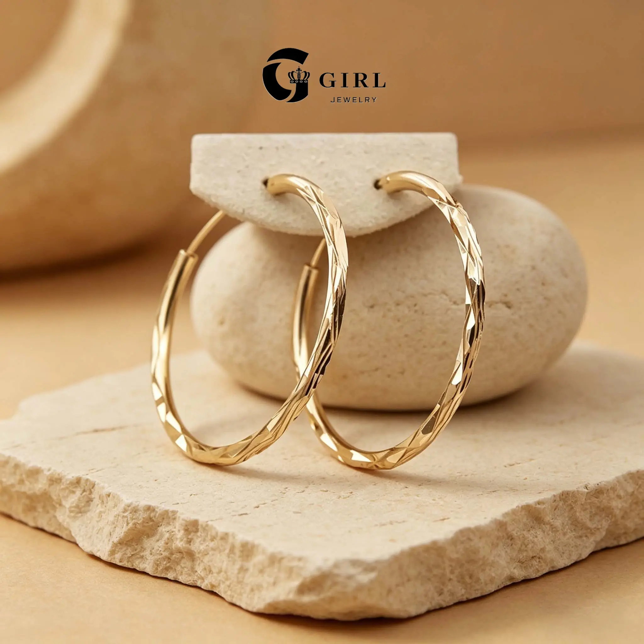 GGRIL 1 Pair Charm 18k Gold Plated Textured Hoop Earrings for Women 1.4 Inch Twisted Geometric Round Hoops Perfect for Daily&commute&party Wear,Dainty Simple Design Boho Style Fashion Durable Summer Jewelry Gift Choice