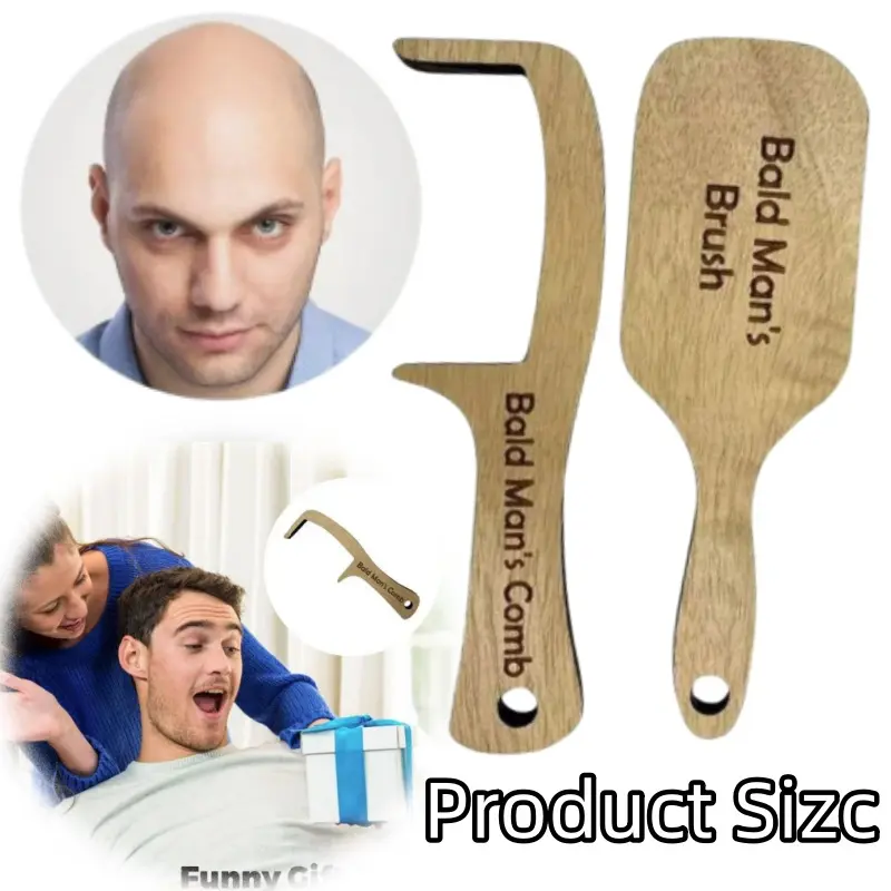 2pcs/set Funny Bald Men Comb Set - Novelty Hair Styling Tool & Christmas Gag Gift, Perfect for Grandpa & Party Pranks
