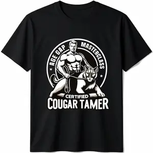 Funny Inappropriate Adult Humor Certified Cougar Tamer Gag T-, Trendy  - Unisex    For Men And Women - Gifts For All   graphic 67 shirt Cotton Say You Swear Eat Sleep Goon Repeat T-Shirt 90s tees good Casual Short Sleeve Rifle Vintage In Utero