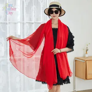 Chiffon imitation silk scarf red scarf annual meeting party dance props thin yarn gift