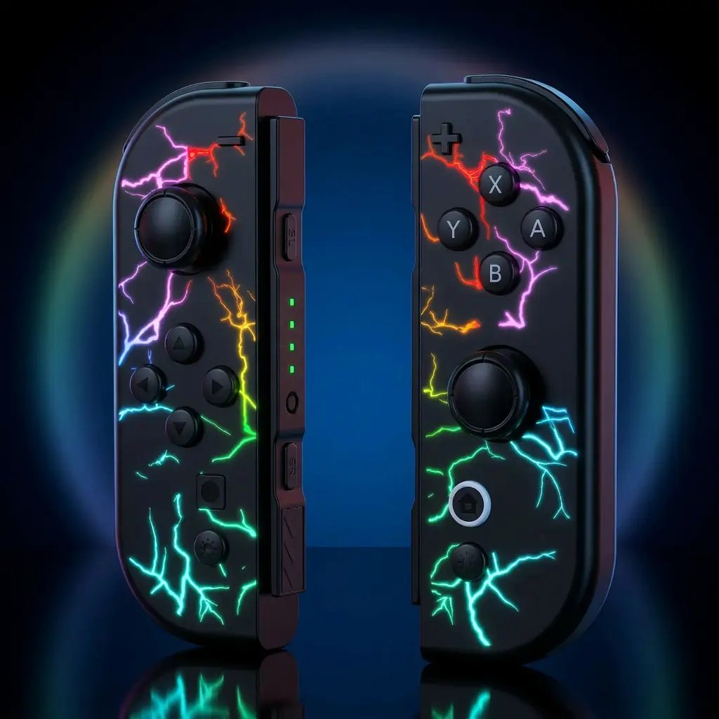 FLIRESY Ergonomic Wireless Controllers for Switch, Upgraded Dual L/R RGB Lighting Gamepad, Bluetooth Accessory for Console & Smartphone, Upgraded Dual Controllers