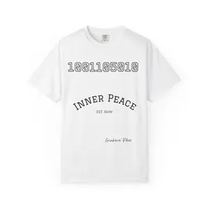 Inner Peace graphic T-Shirt | Binary code design, minimalist text, manifestation apparel, grabovoi code