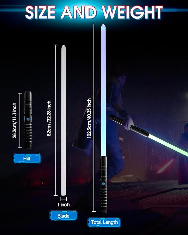 2-in-1 Dual RGB Lightsabers Set (2-Pack), 41.54" Realistic Combat Sabers with 12Colors Change & 4 Sound Modes, Electronic Glow Swords for Adults/Kids Cosplay, Birthday, Halloween & Xmas Gift