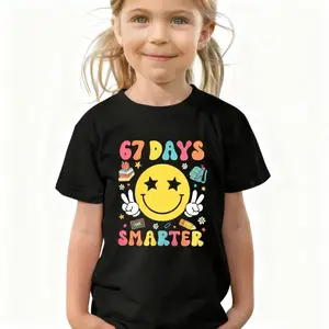 67th Day of School T-shirt 67 Days Smarter Kids Teacher Tee High Quality Soft Comfortable Breathable Summer Casual Tee 67 kids Shirt