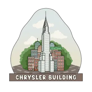 Chrysler Building 3D Wooden Souvenir Magnet NYC Art Deco Landmark Souvenir with NYC Skyline and Brownstone Buildings