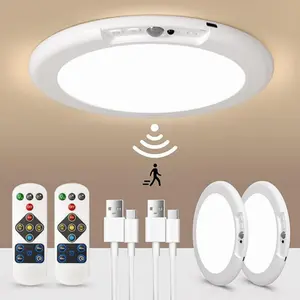 Rechargeable Motion Sensor Ceiling Light with Remote - Magnetic Wireless Ceiling Light Battery Powered for Closet Shower Stairs Shed Hallway ect