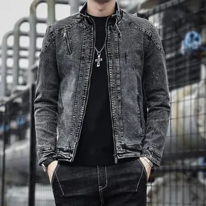 New men's denim jacket classic retro trendy street handsome lapel denim jacket high street fashion versatile men's clothing Casual Stylish��A gift with a random balue of $5
