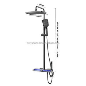 Gun Metal Shower System Set Exposed Wall Mounted Bath Faucets Shower