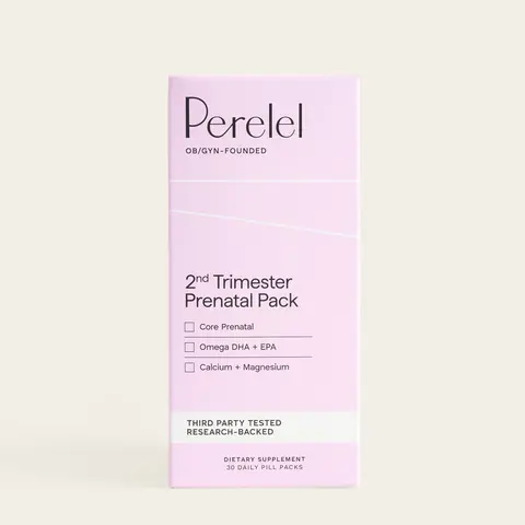 Perelel 2nd Trimester Prenatal Pack – Prenatal Vitamins with Iron & DHA for Pregnancy Energy Support, Gentle on Digestion – 30 Day Supply