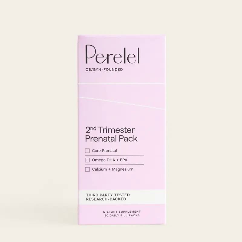 Perelel 2nd Trimester Prenatal Pack – Prenatal Vitamins with Iron & DHA for Pregnancy Energy Support, Gentle on Digestion – 30 Day Supply