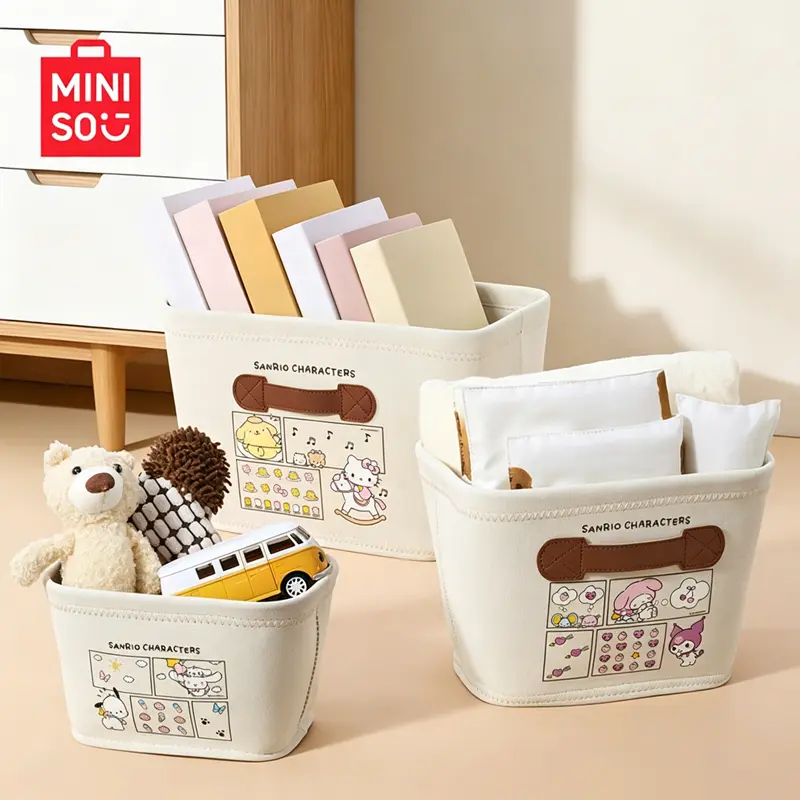 MINISO SR Series Fabric Storage Basket with Handle - Home Supplies Organizer, Space-Saving, Sturdy Durable, Ideal for Organizing Sundries, Underwear & Clothes, Gift for SR Fans