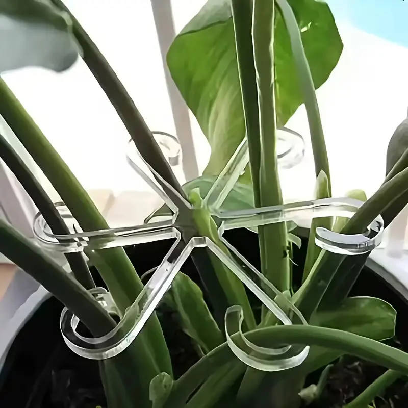 [Plant Stem Support Clips]4pcs Green Plant Stem Support Clips with Adjustable Arms & Sturdy Hooks - Heavy Duty Anti-Fall Climbing Frame for Indoor/Outdoor Monstera, Hydroponic Plants, Flower Pots - Easy Install Garden Stakes Garden Trellis