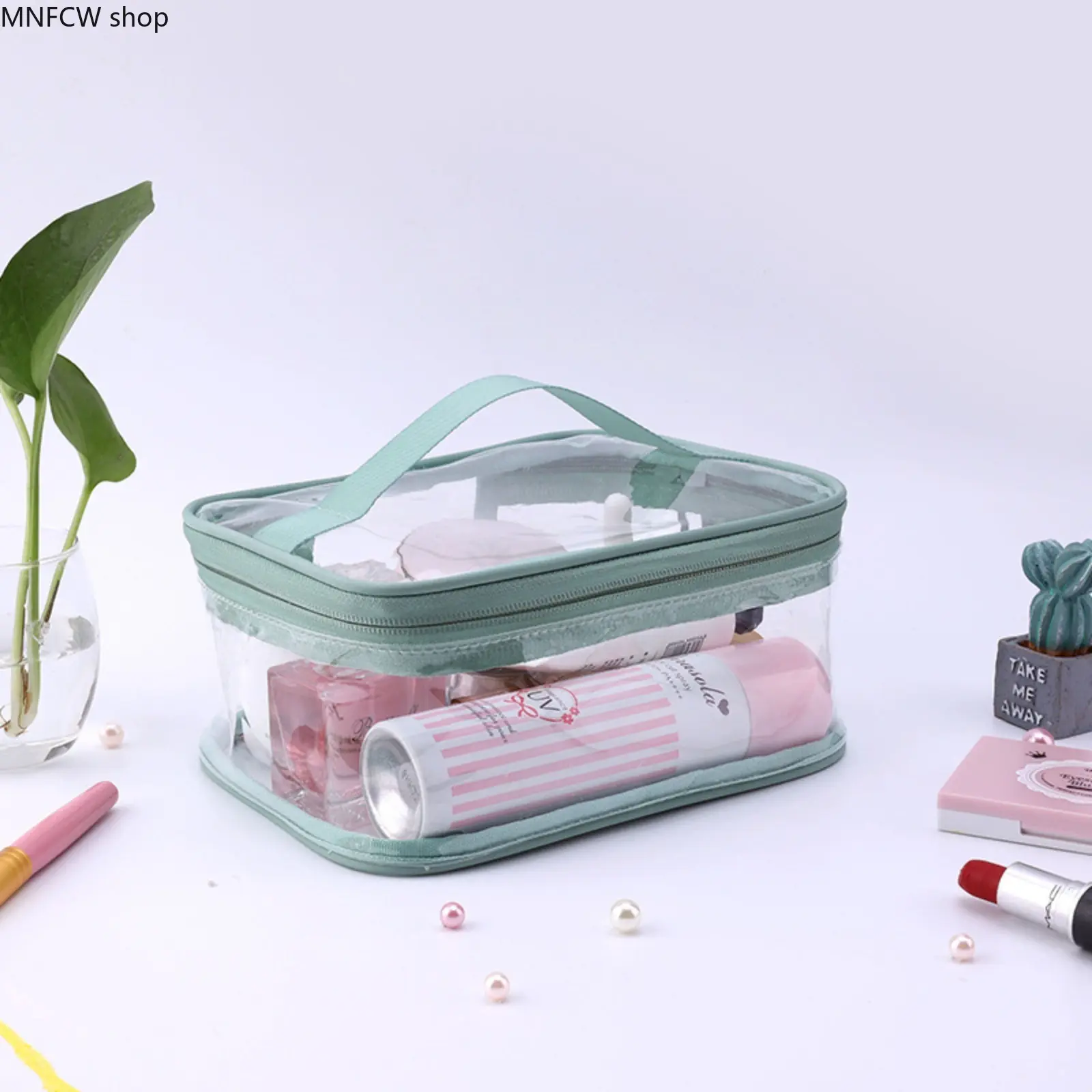 Clear Travel Toiletry Bag | TSA Approved Transparent PVC Makeup Organizer, Reinforced Waterproof Cosmetic Case for Vacation & Gym