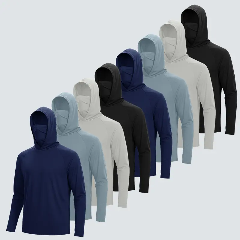 Veldtholos Men's 4/8-Pack Slim-Fitted Casual Hoodie Pullovers, Long-Sleeve Lightweight UPF Sun Protection Fabric Tops, Breathable Outdoor Running Wear, Machine-Washable Stylish Menswear Set