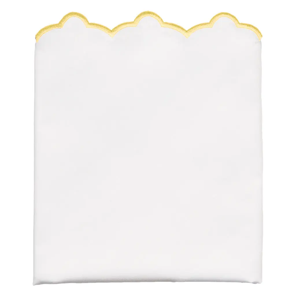 Yellow Scalloped Embroidered Pillowcase Pair