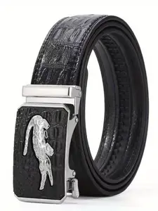 Men’s Animal Buckle Belt Automatic Business Style Textured Waist Accessory Fashion Belt