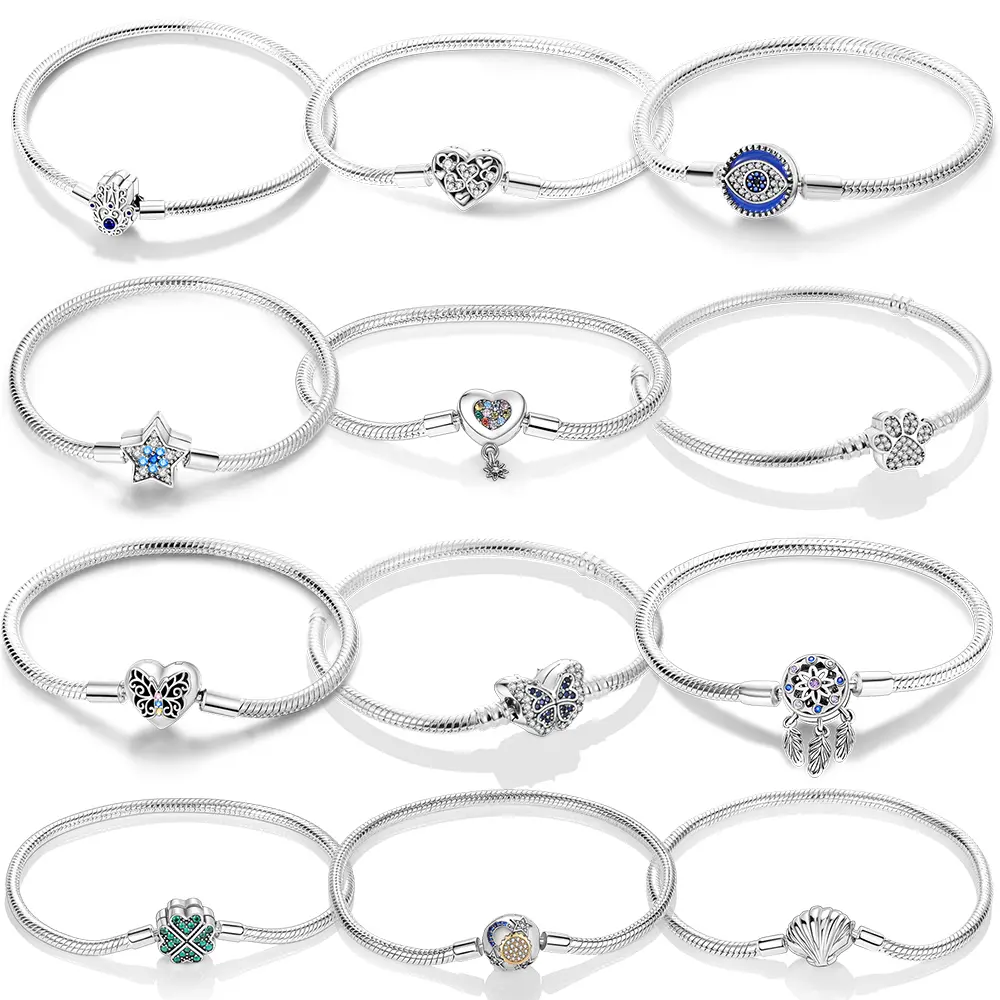 925 Sterling Silver Heart Love Snake Chain Bracelet Infinite Knot Butterfly For Women Fit Original Charms Beads Jewelry Gift 925 Sterling Silver Heart Love Snake Chain Bracelet Infinite Knot Butterfly For Women Fit Original Charms Beads Jewelry Gift