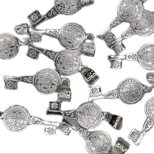Charms & Pendants - Silver Tone Religious Key San Benito Pendants for Jewelry Making and Crafting High-Quality Craft Supplies