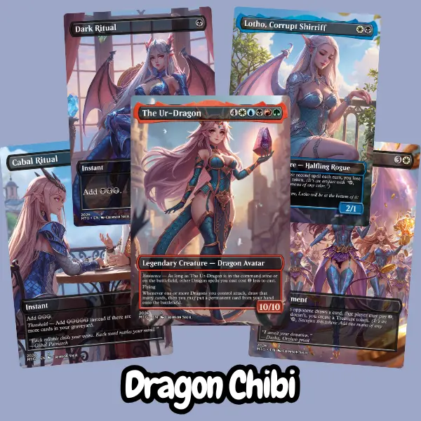 Dragon Chibi Anime Waifu – Complete Commander Deck – Full 100 Cards + Tokens | Proxy EDH