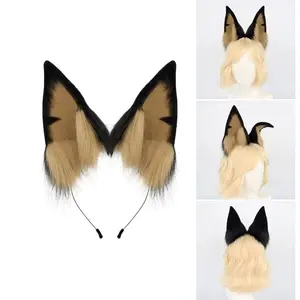 Handmade Faux Fur Plush Cat Deer Ear Headband Women Cartoon Cosplay Costume Ears Hair Hoop Halloween Party Role Play Hairband