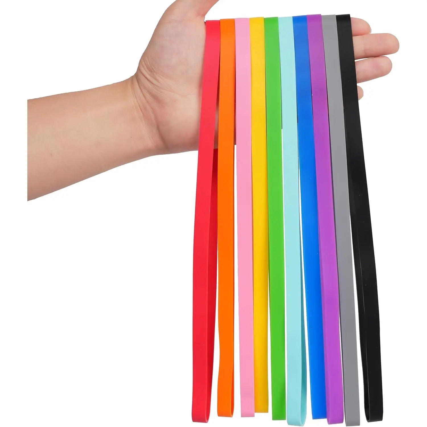 Silicone Rubber Bands - 10 Pcs 12-inch Solid Color Elastic Wraps for Women's Wardrobe Organization, Cooking Use, Office Supplies