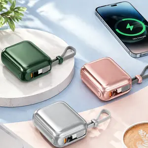10000mAh Fast Charging Portable Power Bank with Built-in Cables, Ultra-Compact Design, LED Display & Lanyard,For iPhone & Android Device