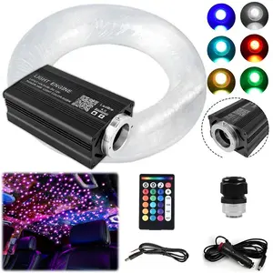 500PCS Car Roof Headliner Star Light Kit, RGBW Fiber Optic Twinkle Ceiling Lights, Bluetooth APP Control Music Sync, 15 Static Colors Dynamic Modes for Car & Home Ambience Decoration