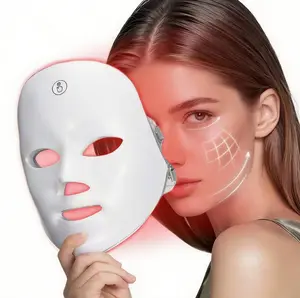 New LED Light Therapy Mask,7 Color LED Facial & Neck Skincare, Rechargeable Ergonomic Design, Portable for Travel Use