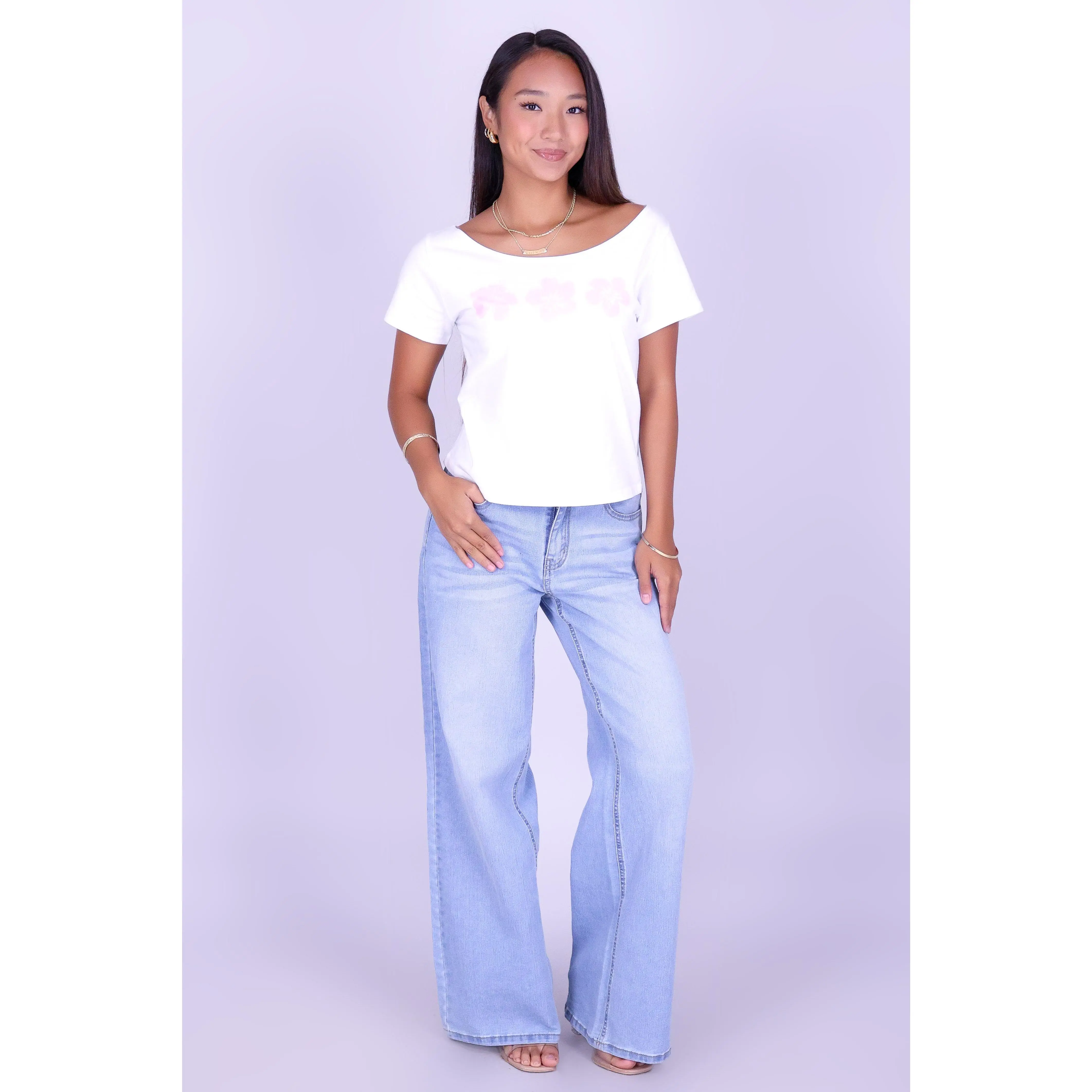 3 HIBISCUS OFF SHOULDER TEE