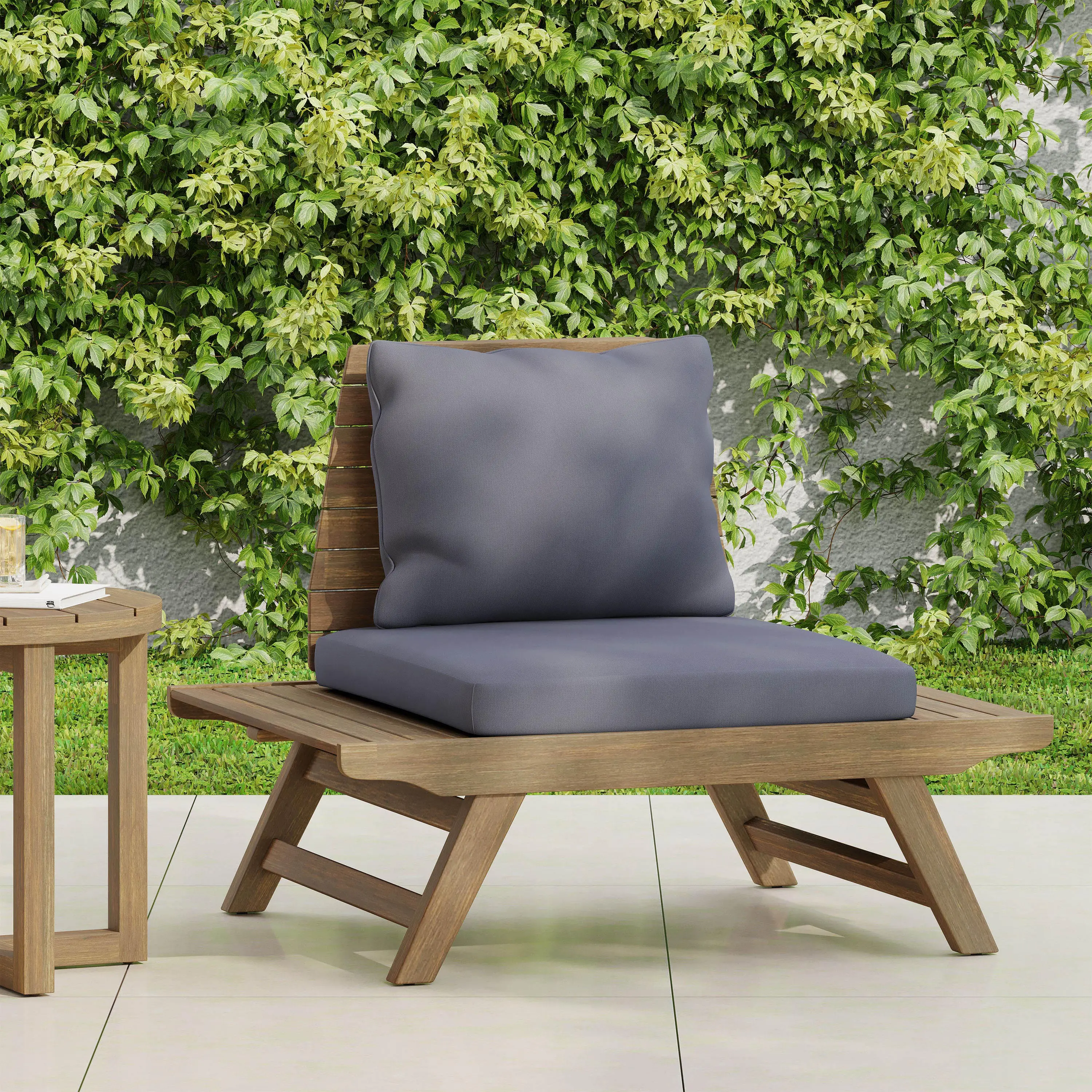 Dreamzon SEDONA CLUB CHAIR - Sturdy Slatted Acacia Wood Outdoor Club Chair, Waterproof, Fixed Back, No Wobble Design, Wide Seats, 28.25 in Deep, 29.50 in High