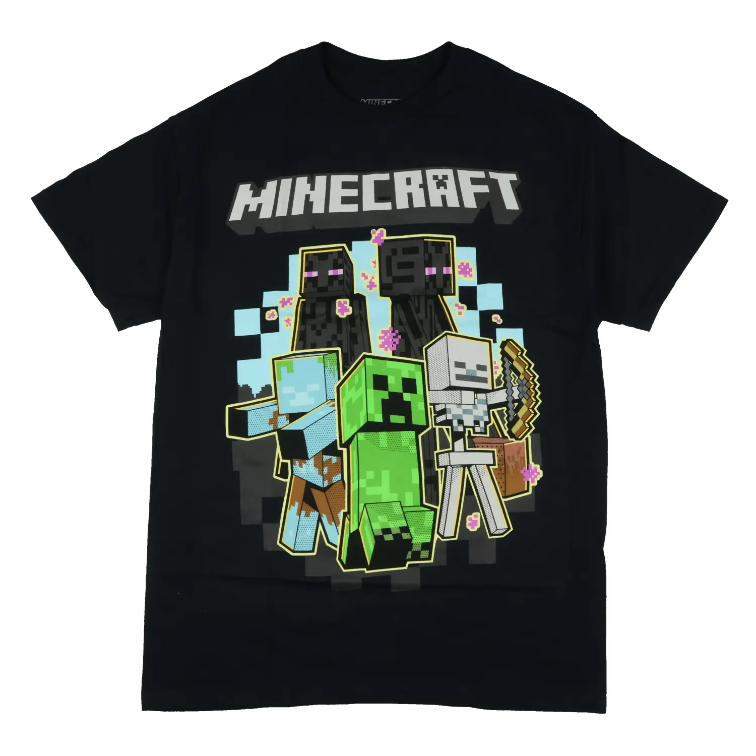 Men's Minecraft Cotton T-Shirt - Breathable Colorful Short-Sleeve Top Featuring Creeper, Zombie, Enderman, Skeleton Designs