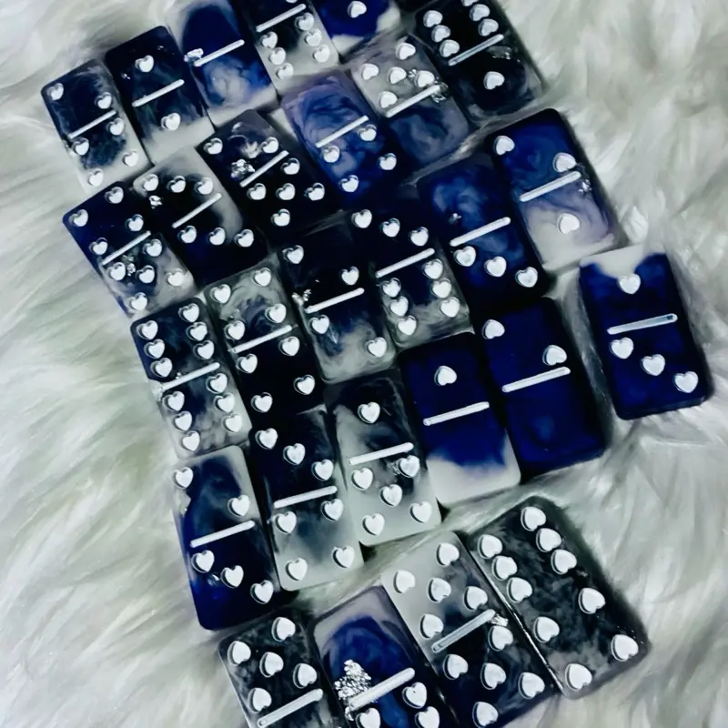 Customize Dominoes Create Your Own Personalized Set of Dominoes with Unique Heart and Marble Design for Fun Games in Vibrant Colors