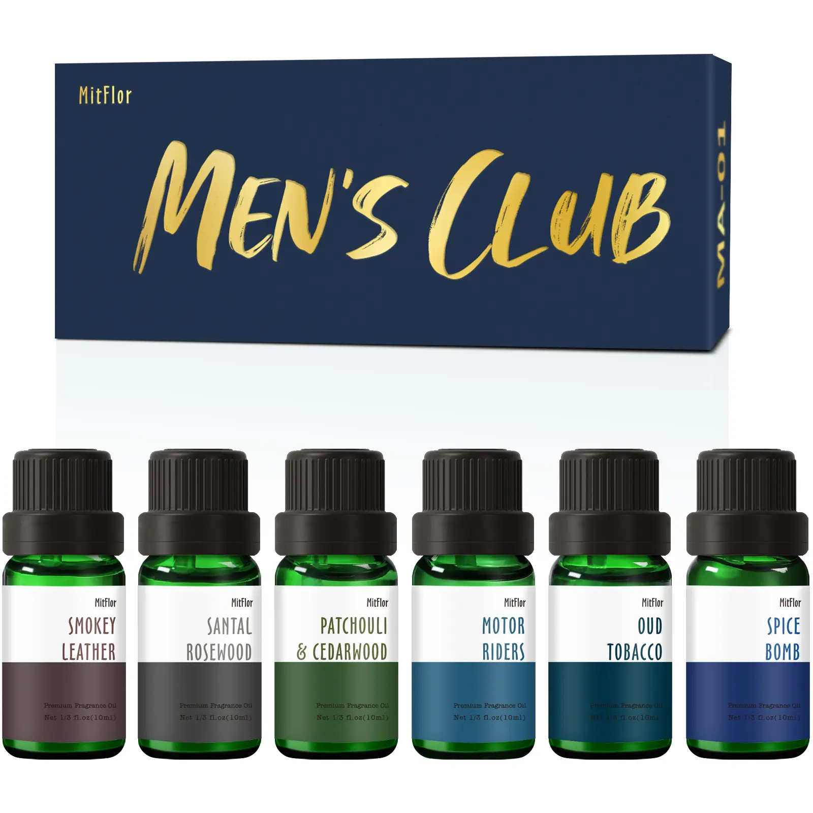 MitFlor-Fragrance Oils Set, MitFlor Men's Club Set of Scented Oils for Diffuser, Perfume, Candle Making & Soap Making