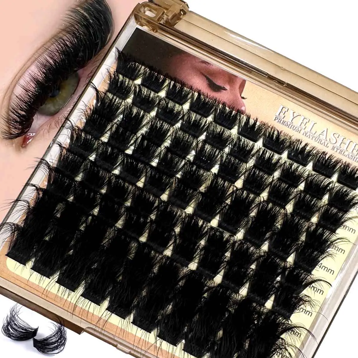 Individual False Eyelashes for Eyelash Extensions, Volume Individual Lash, Fluffy Lashes, Volumized Fake Eyelashes, Self Grafting Curling Fake Eyelashes, Diy Cluster Lashes, Eye Makeup Enhancement Tool for Women & Girls