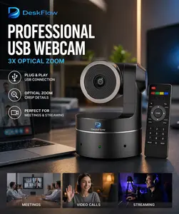 4K Webcam with 3X Optical Zoom, USB Plug & Play PTZ Camera for Zoom Meetings, Streaming & Online Calls