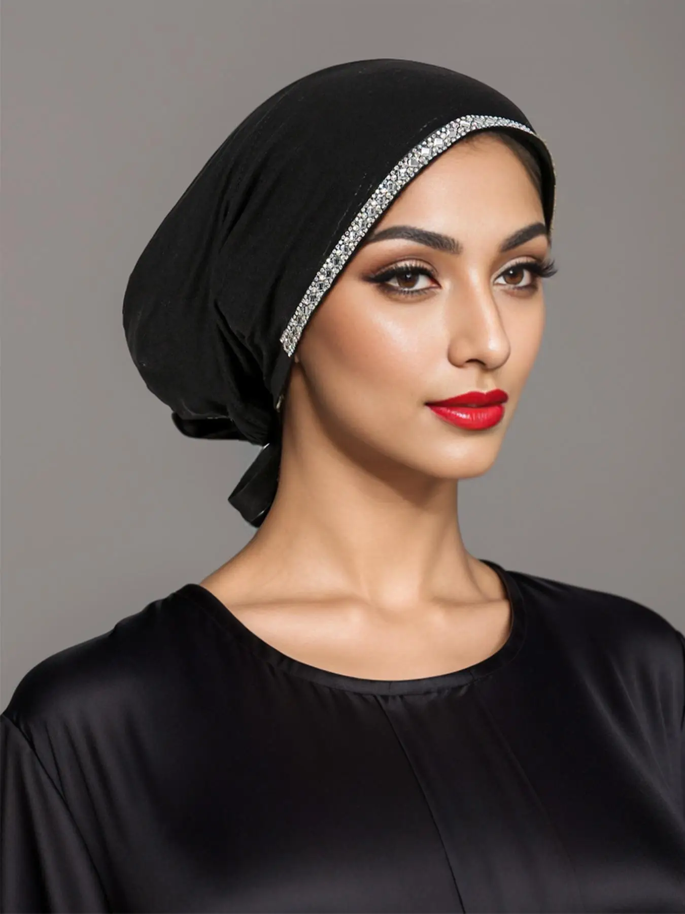 Women's Elegant Rhinestone Decor Instant Hijab, Casual Soft Comfortable Instant Hijab for Beach Vacation Daily Wear, Fashion Accessories for Women & G