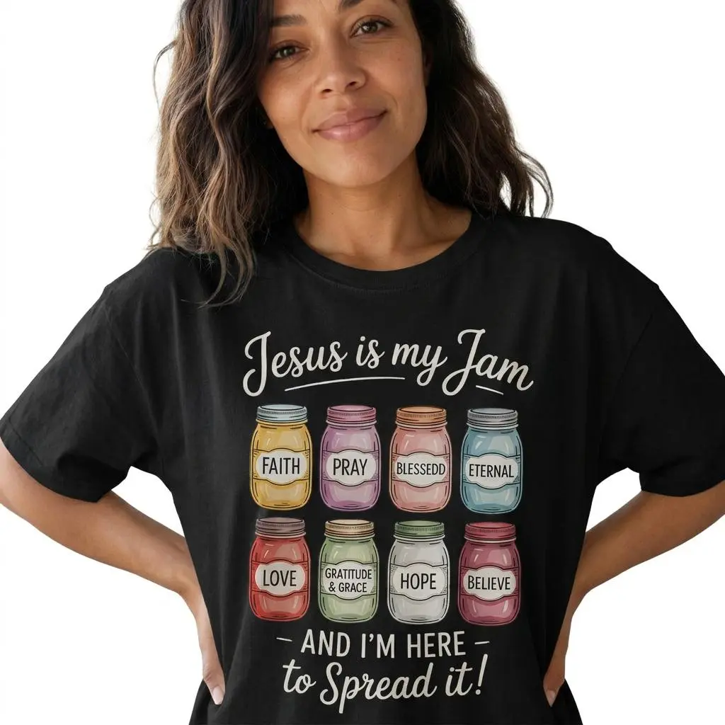 Jesus Is My Jam Shirt Women Plus Size Christian Faith Graphic Tee