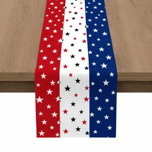 July 4th Table Runner, Patriotic Star Flag, Blue, Independence Day Decoration, Home Kitchen Dinner Table Decor