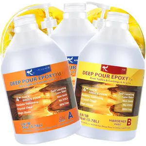 Deep Pour Epoxy -3 Gallon 2-4 Inch   Clear Epoxy  Kit, Bubble Free Low Odor, Bar Tops Surface Coat, River Tables, , Flower Preservation, Art Crafts 2:1