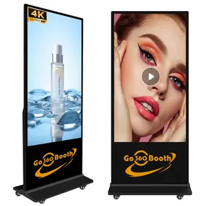 GO360BOOTH 43 inch Digital Signage Monitors, 4K UHD LCD Indoor Floor Standing Digital Signage Player, Indoor Digital Adverstising Kiosks, Android 11 OS