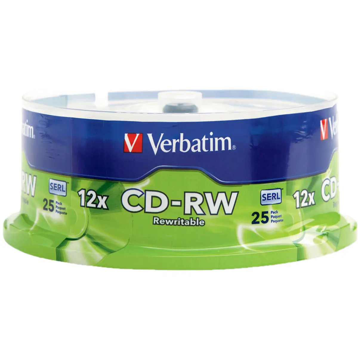Verbatim Rewritable CD-RW Discs - 4x-12x High Speed, 80 Minute, 700MB, Phase Change Data Storage, 25-Pack Spindle Pack