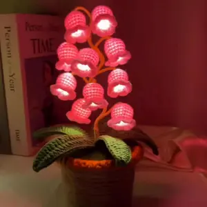 Handmade Crocheted Halloween Lily of the Valley LED Lantern Multi-color lighting   DIY Spooky Card  Pumpkin Party Prop/Christmas Decor/Heartfelt Valentine's Gifts/Mother’s Day Gift Handmade Flower Lamp Bedside Nightlight