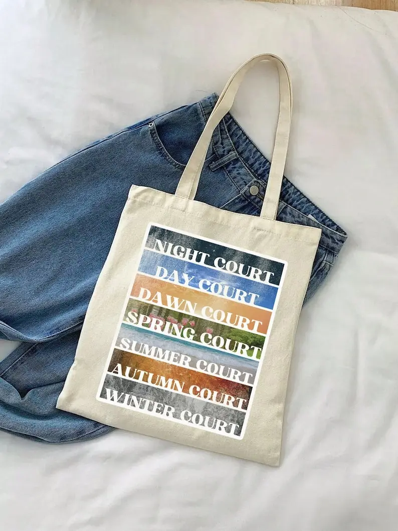 ACOTAR Courts Tote Bag | Night Court Prythian Licensed SJM Merch Feyre Archeron Nesta Rhysand Cassian Bookish TOG Crescent City Fan Gift