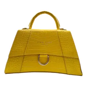 Kayla Italian Women's Yellow Crocodile Print Leather Detachable Shoulder Strap Top Handle Handbags Suitable For Casual Party Events
