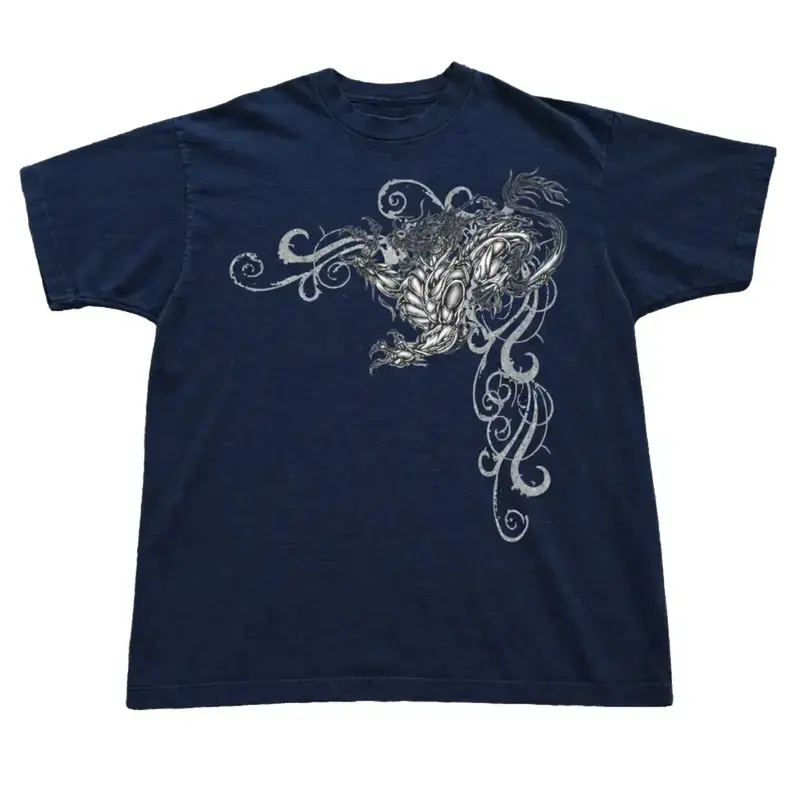 Gildan Tribal Dragon Metallic Graphic Tee, Unisex T-shirt, Gift T-shirt, Y2k Unisex Graphic Tees Gothic Grunge Emo Scene Amity Affliction Style Clothes Menswear Womenswear Streetwear