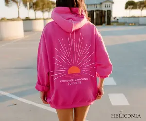 Sunset Beach Hoodie, Beachy Crewneck Sweatshirt, Coconut Girl Surf Beach Sweatshirt thick hoodie Cotton Fabric Womenswear Comfortable Fit Love