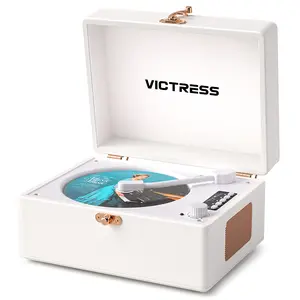 Rechargeable Leather CD Player with Speakers, Bluetooth Transmitter, Festival Gift, BGM Player for Home Decor